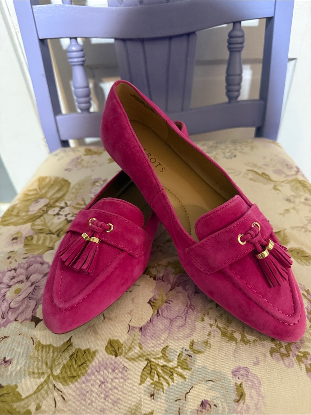 Talbots Fuchsia Suede Tassel Loafers
